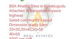 Sites at Kumbalagodu Bangalore 5000 per sqft